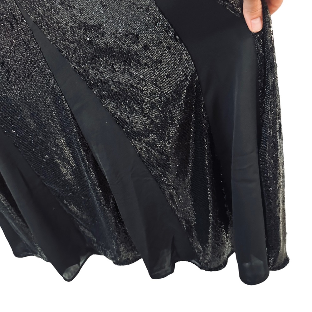 ✌️sold✌️Nwt ME+EM Sequin + Georgette Godet Maxi Skirt Sequinned Satin Black 10 - Picture 16 of 16